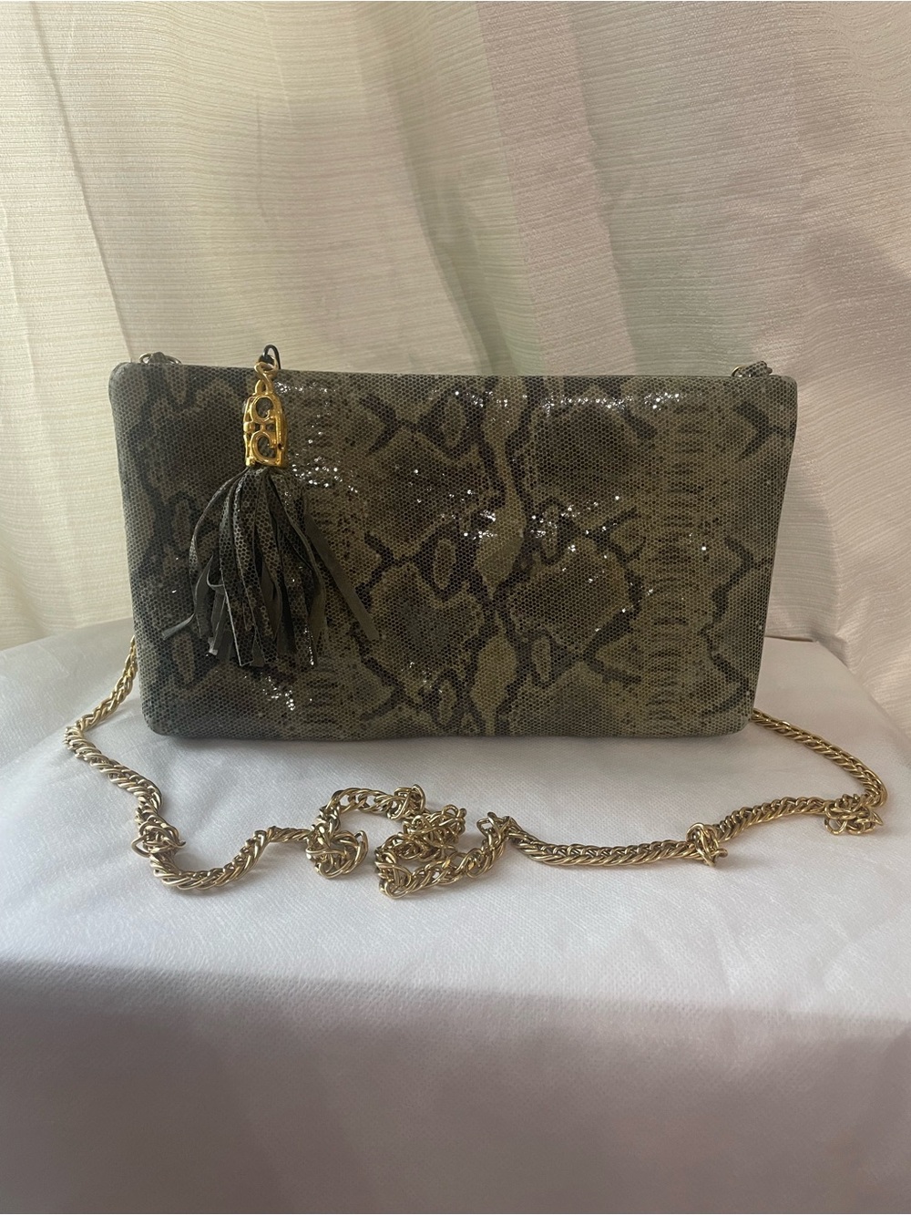 Bags By Pinky Handbag Made In USA Snakeskin Evening Clutch Genuine Leather - Picture 3 of 11
